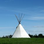 Hvid tipi på grøn eng